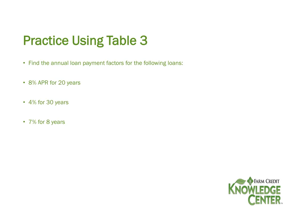 practice using table 3 practice using table 3