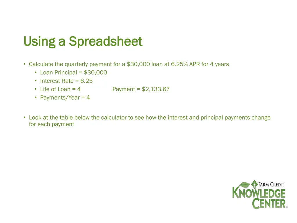 using a spreadsheet using a spreadsheet 1