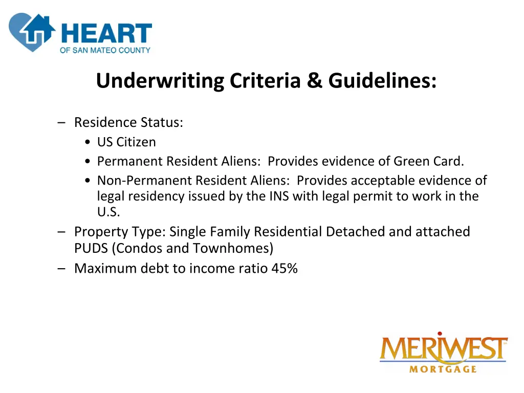 underwriting criteria guidelines