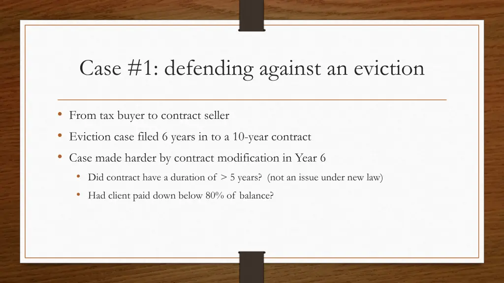 case 1 defending against an eviction