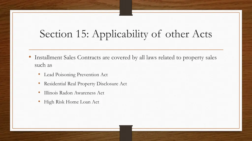 section 15 applicability of other acts