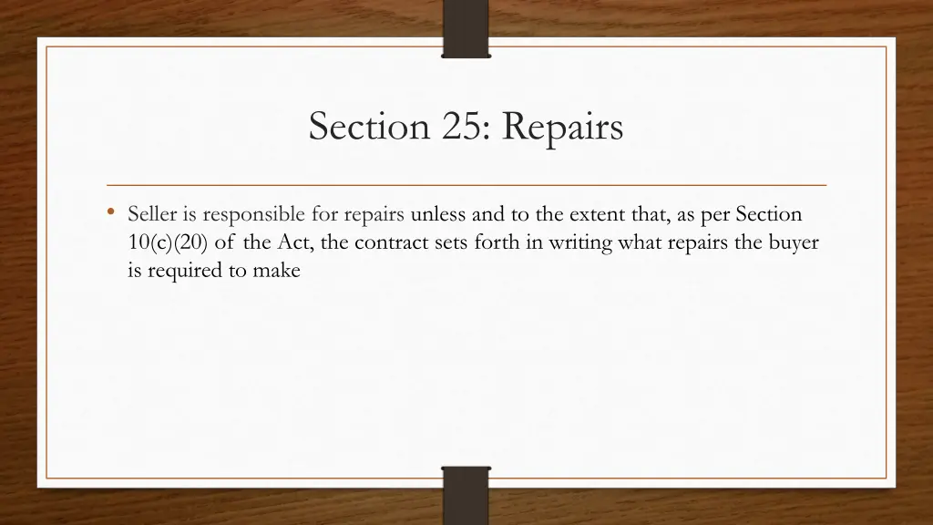 section 25 repairs