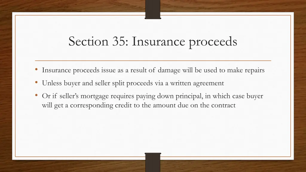 section 35 insurance proceeds