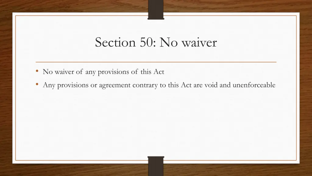 section 50 no waiver