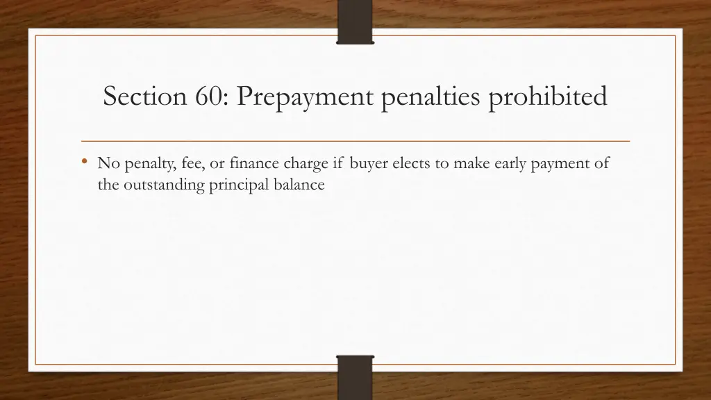 section 60 prepayment penalties prohibited