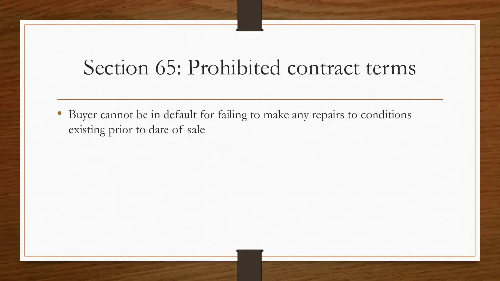 section 65 prohibited contract terms