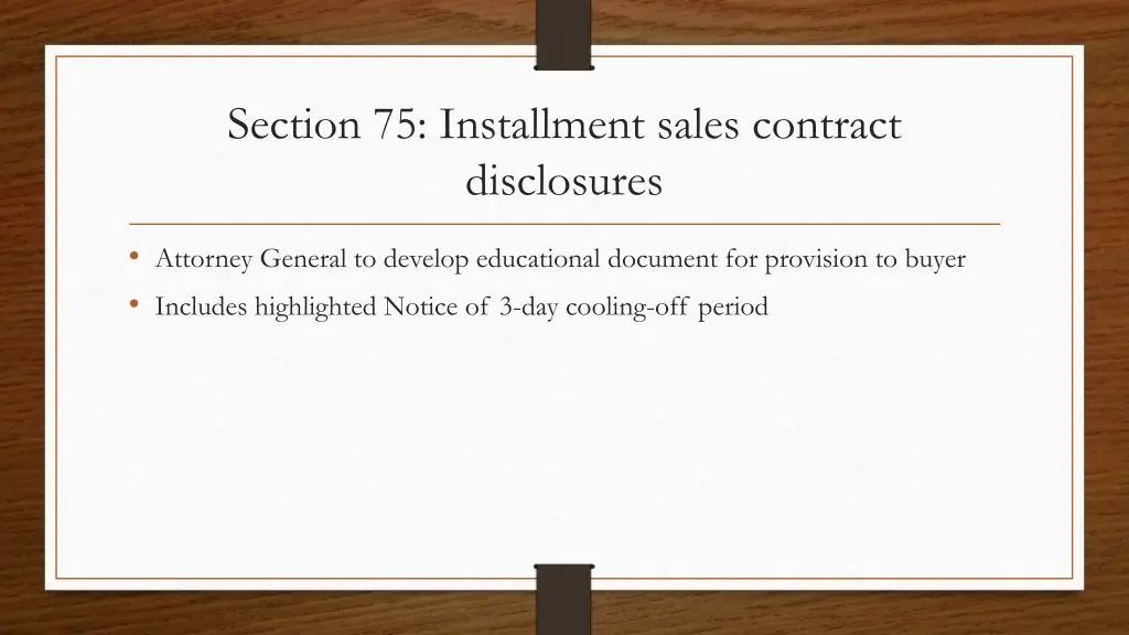 section 75 installment sales contract disclosures