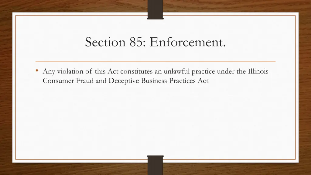 section 85 enforcement