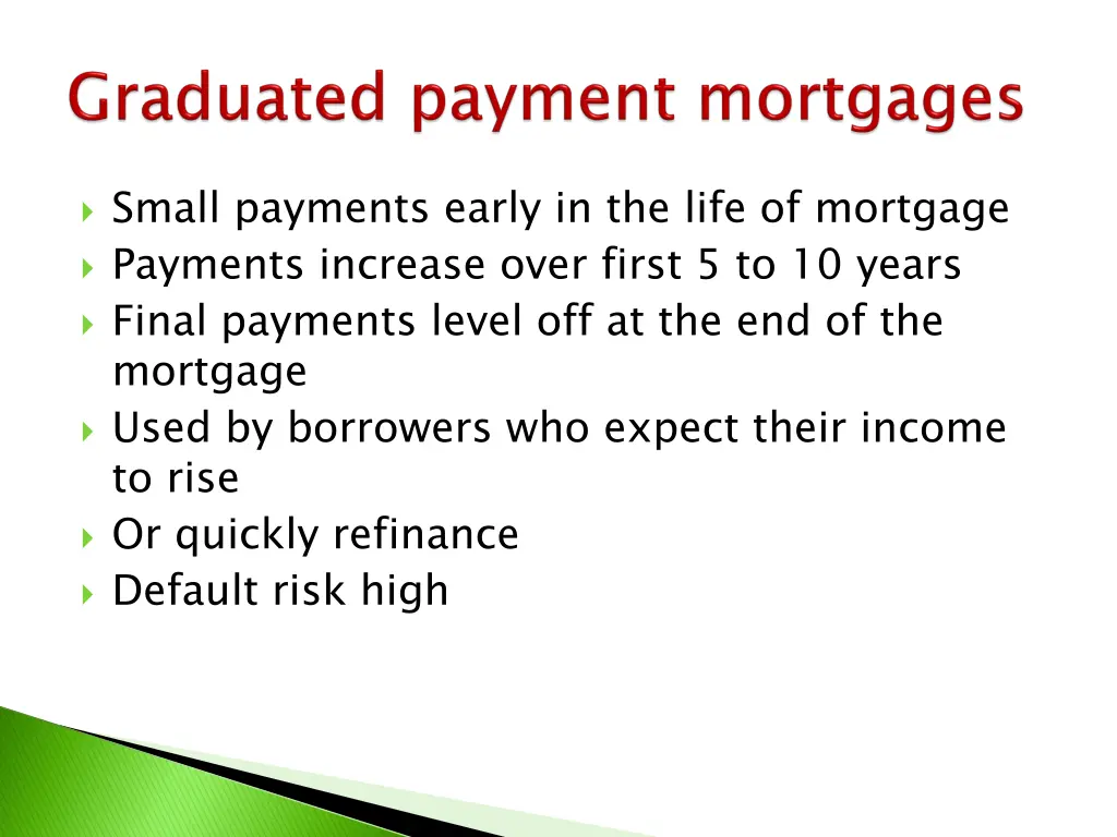 small payments early in the life of mortgage