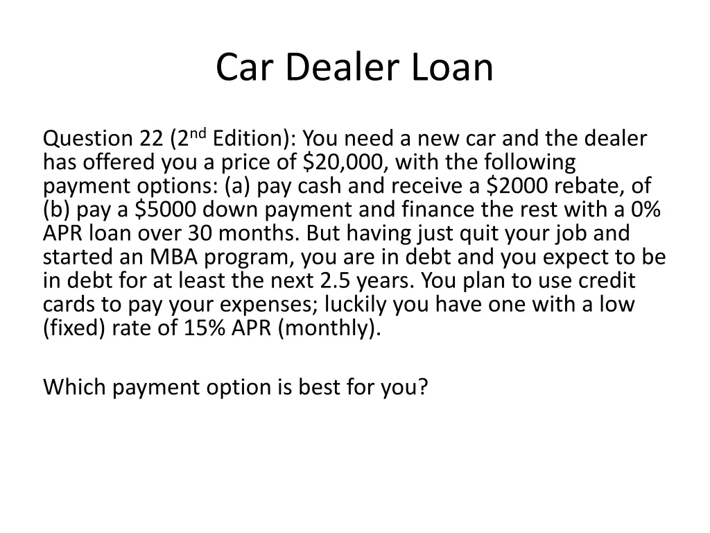 car dealer loan