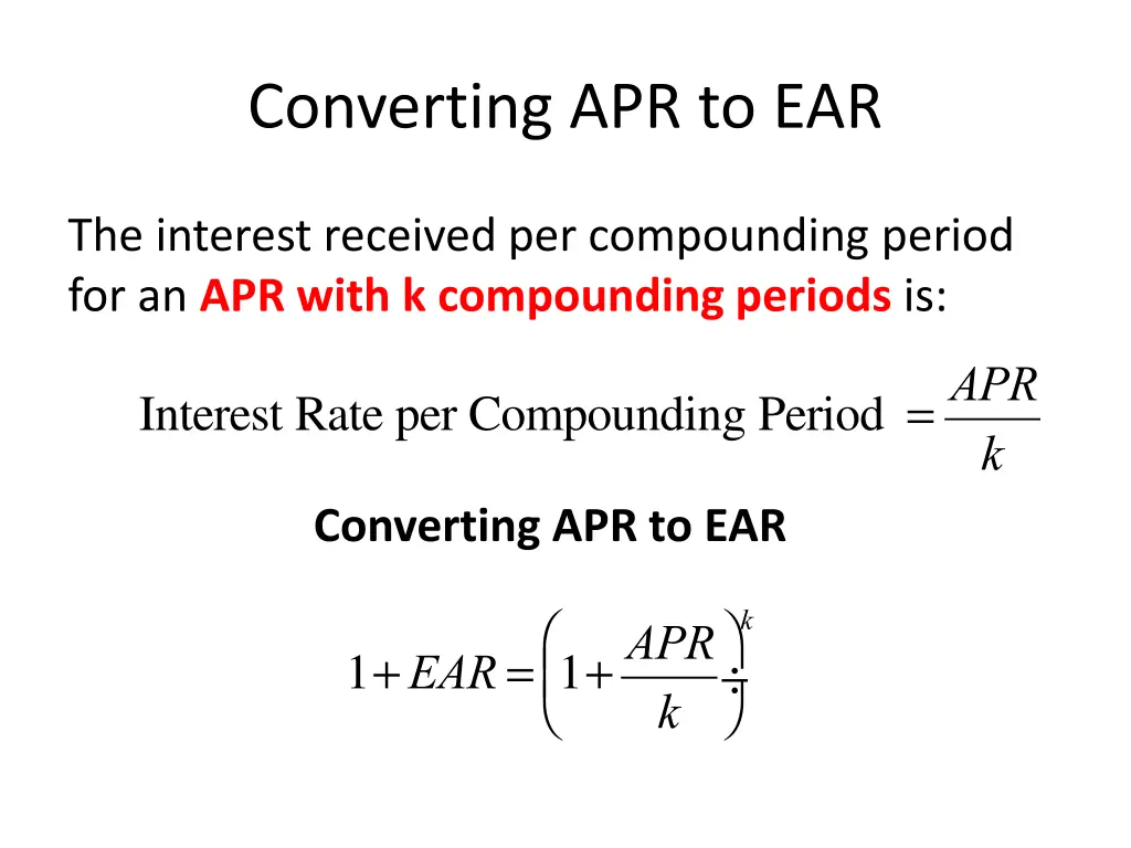 converting apr to ear