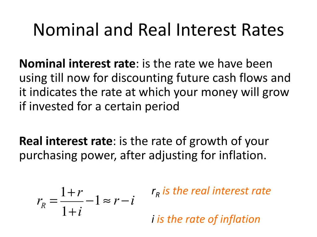 nominal and real interest rates