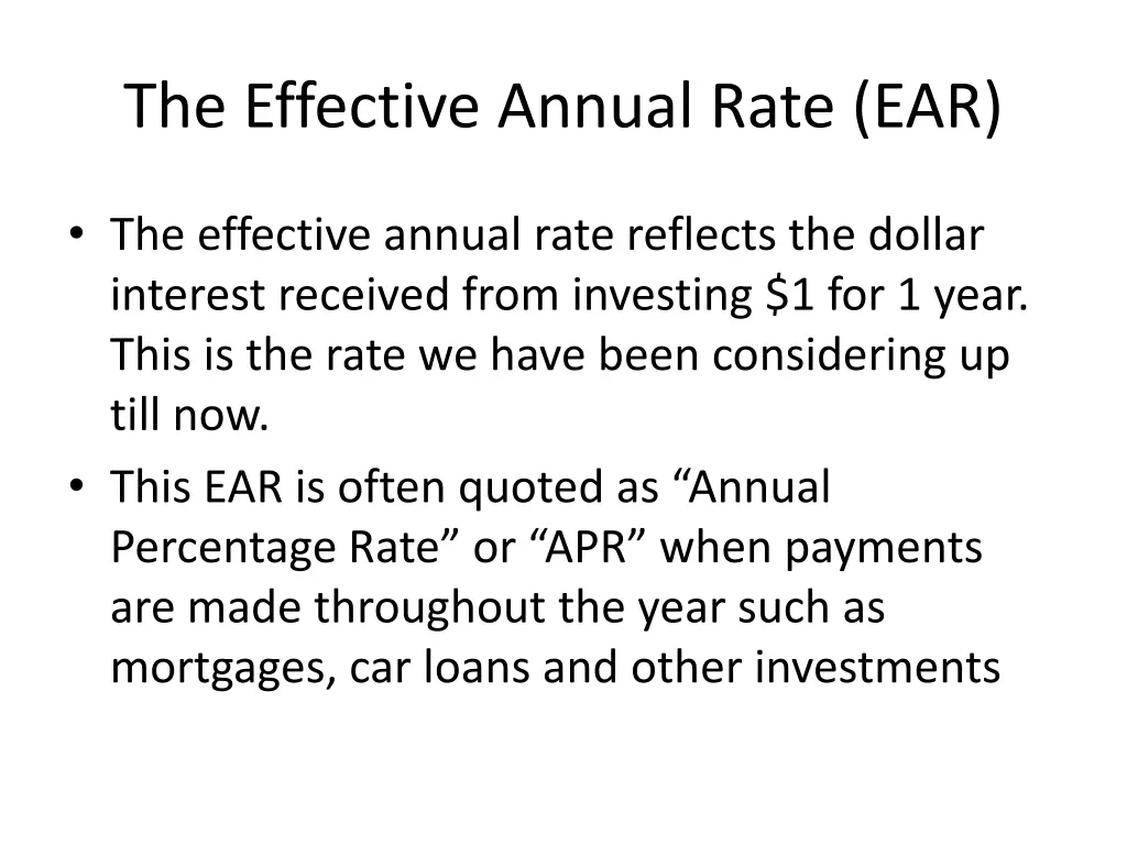 the effective annual rate ear