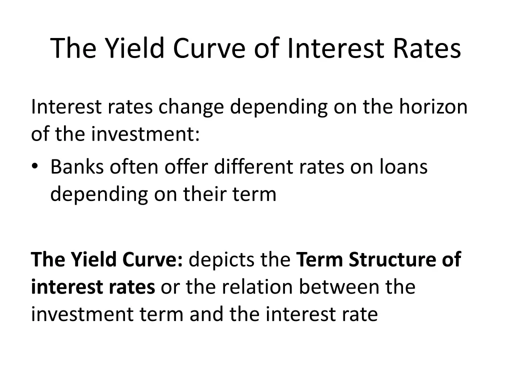 the yield curve of interest rates