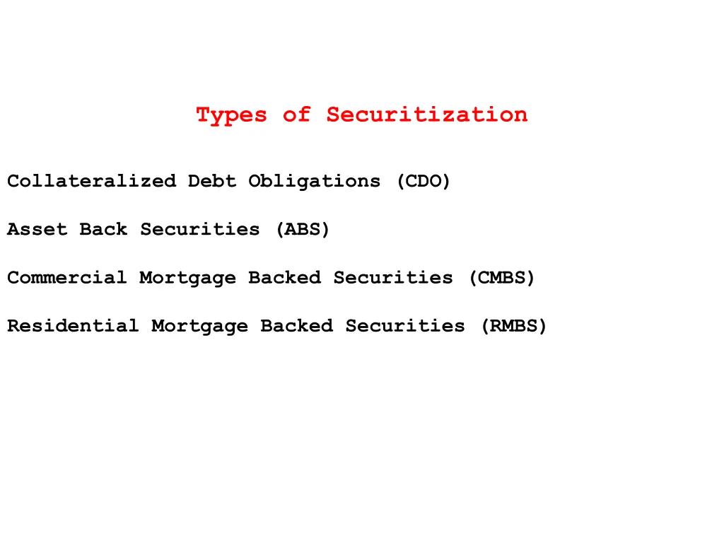 types of securitization