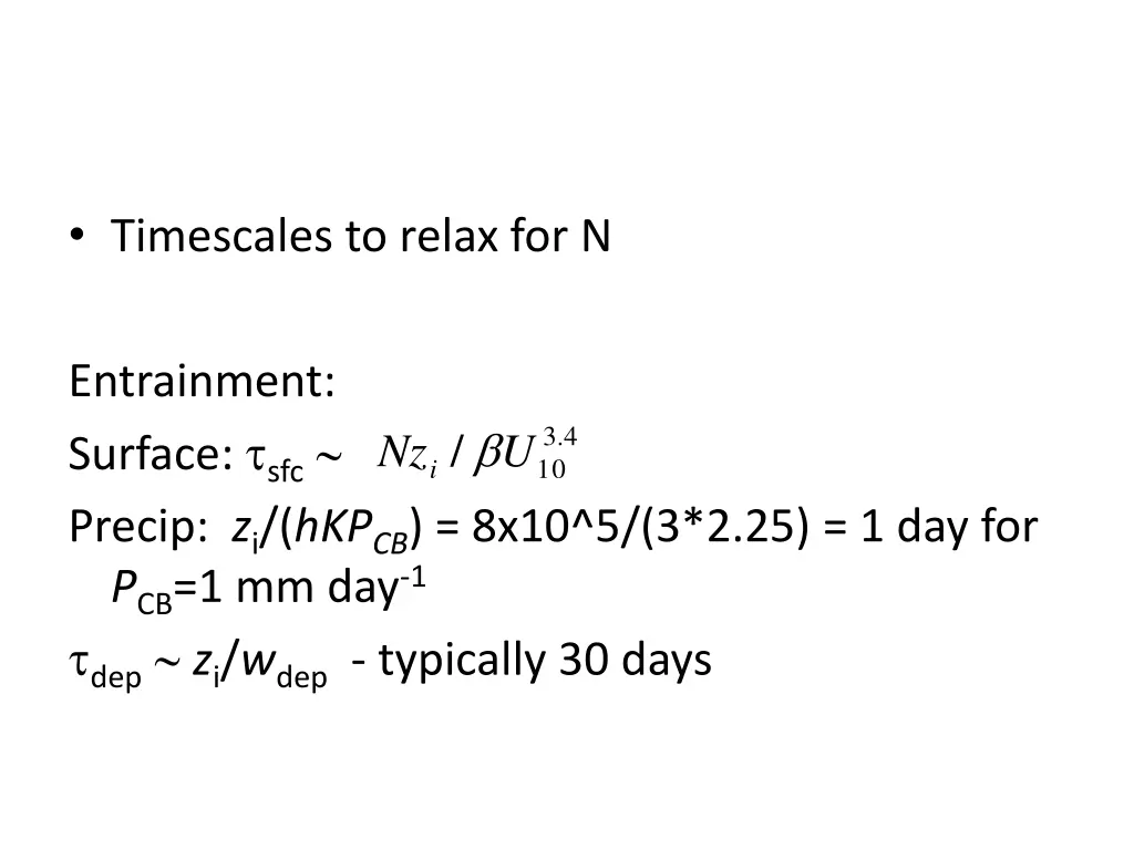 timescales to relax for n