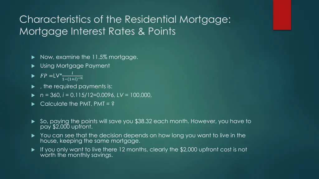 characteristics of the residential mortgage 2