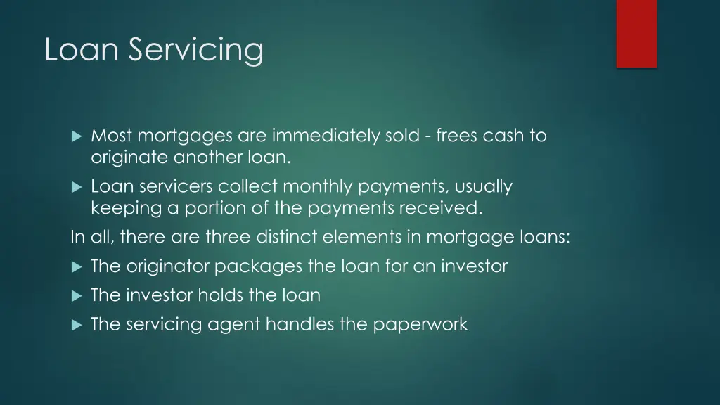 loan servicing