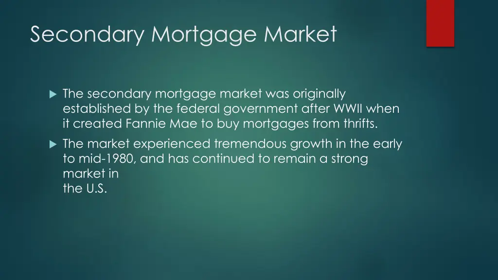 secondary mortgage market