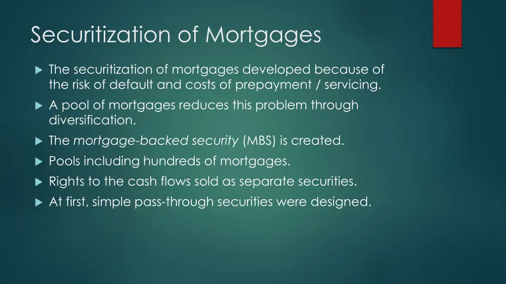 securitization of mortgages