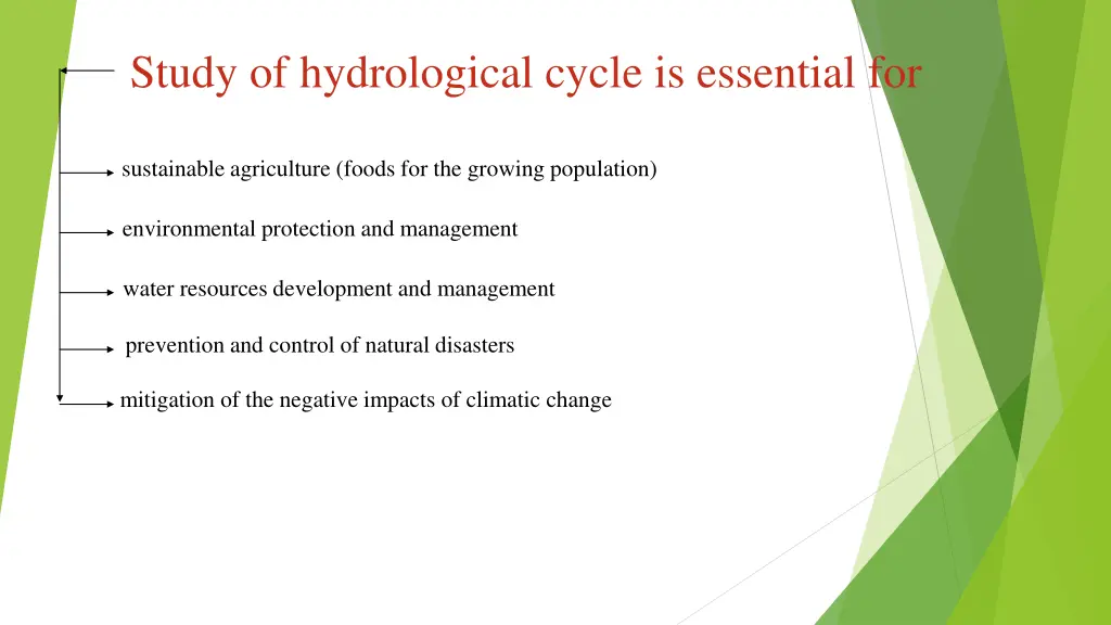 study of hydrological cycle is essential for 1