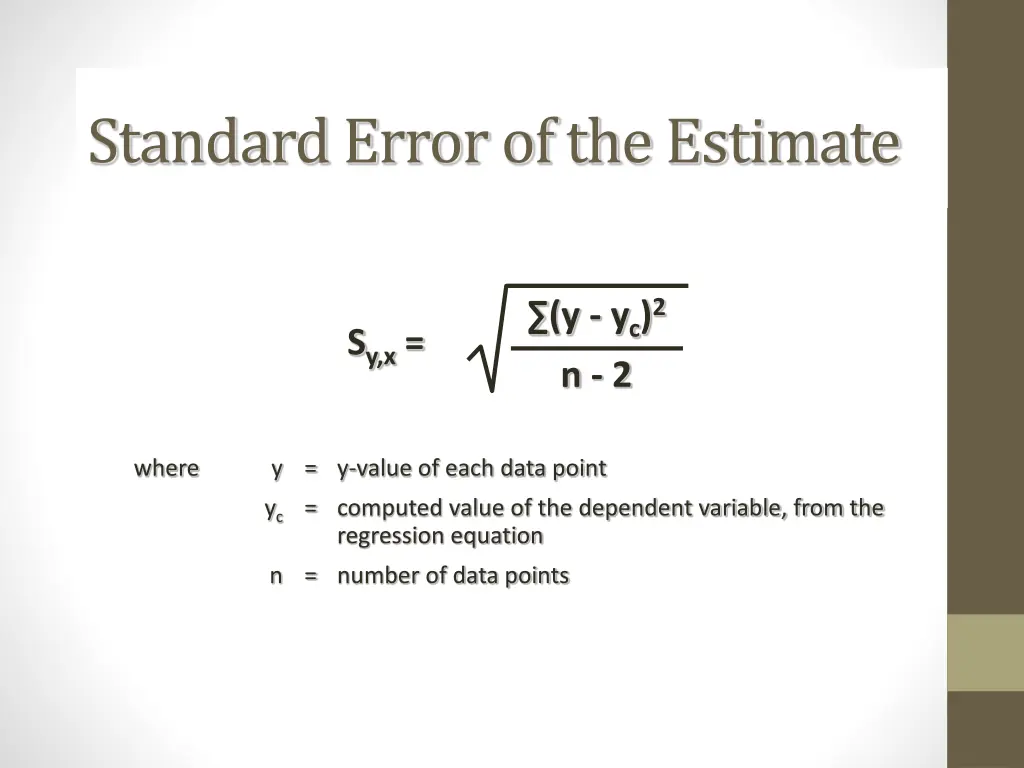 standard error of the estimate 1