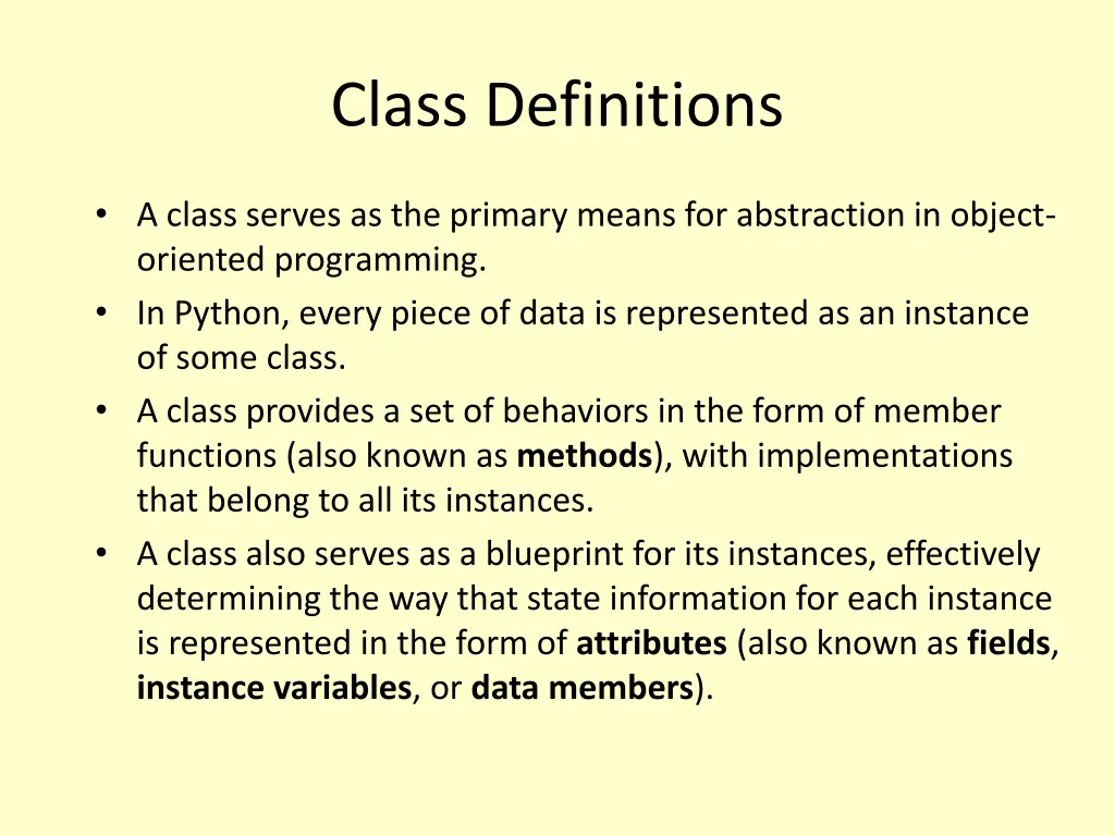 class definitions