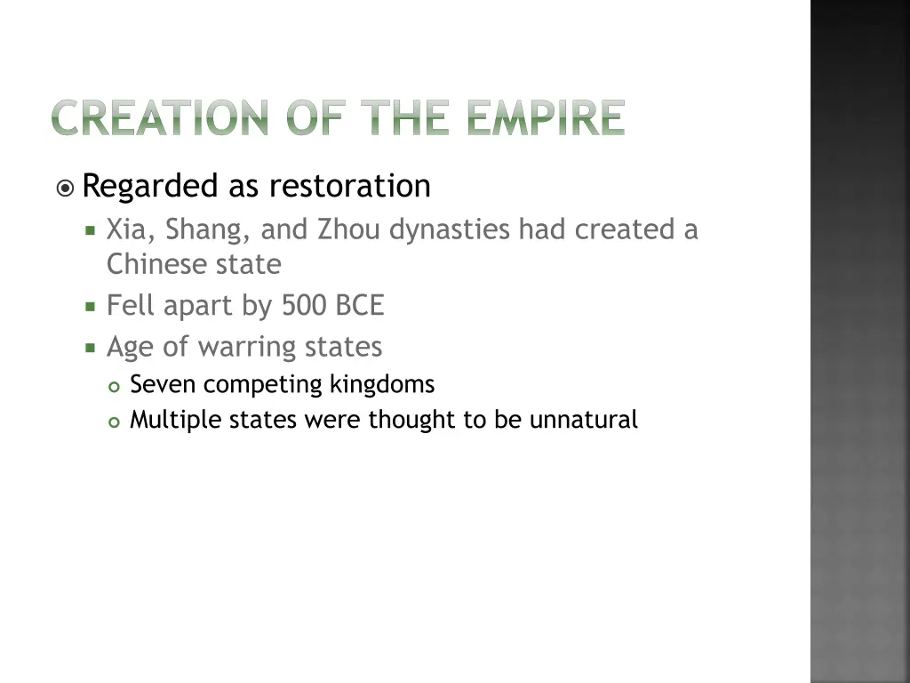 creation of the empire