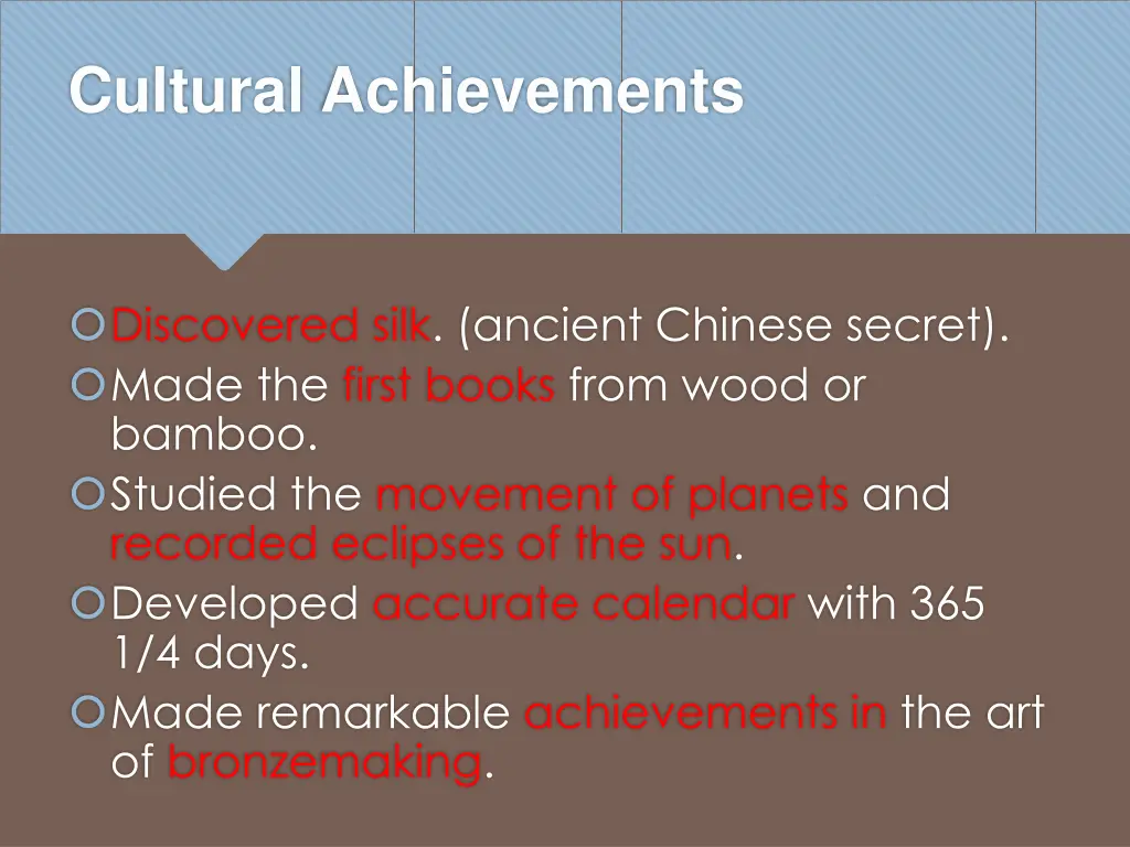 cultural achievements