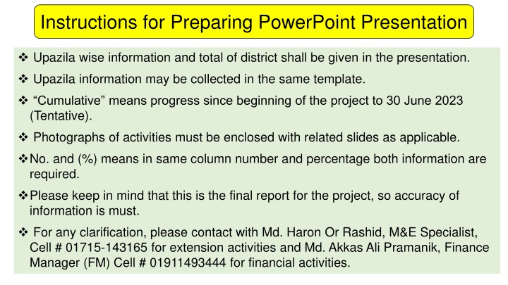 instructions for preparing powerpoint presentation