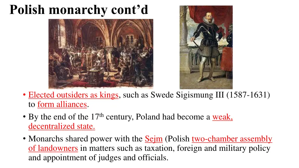 polish monarchy cont d