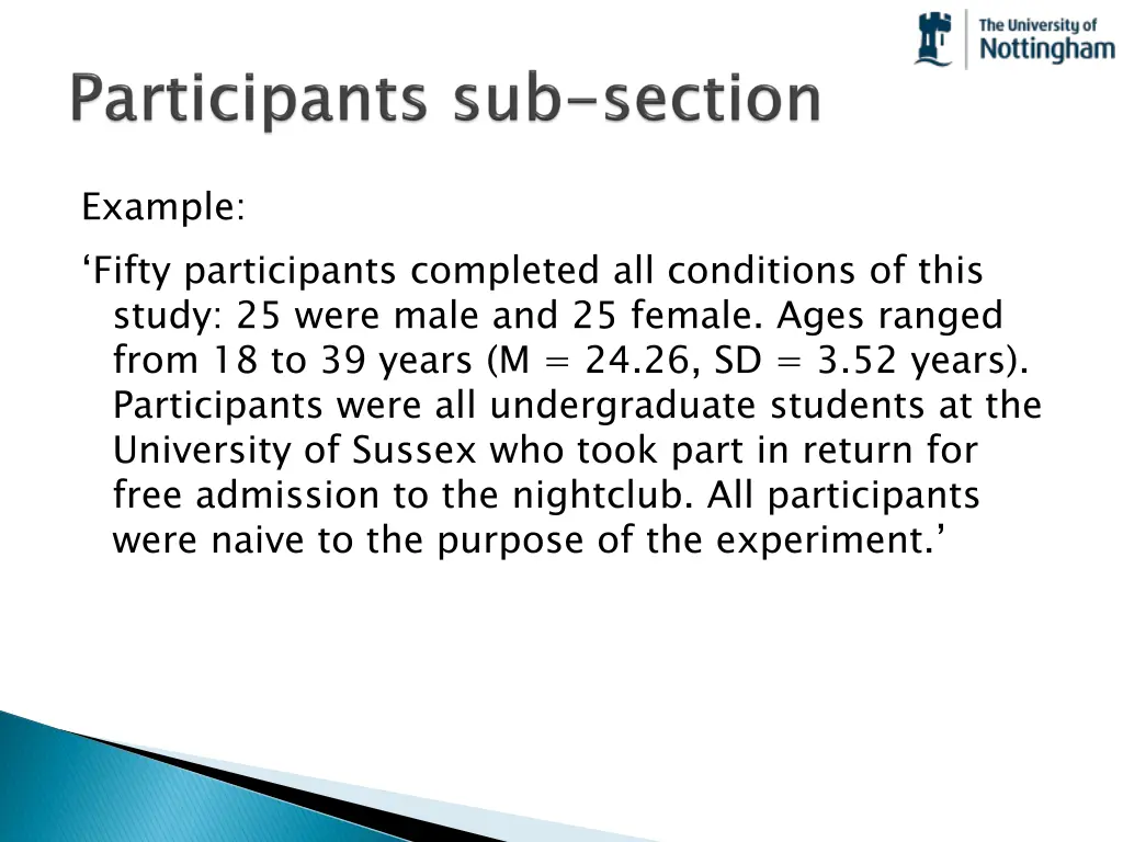 example fifty participants completed