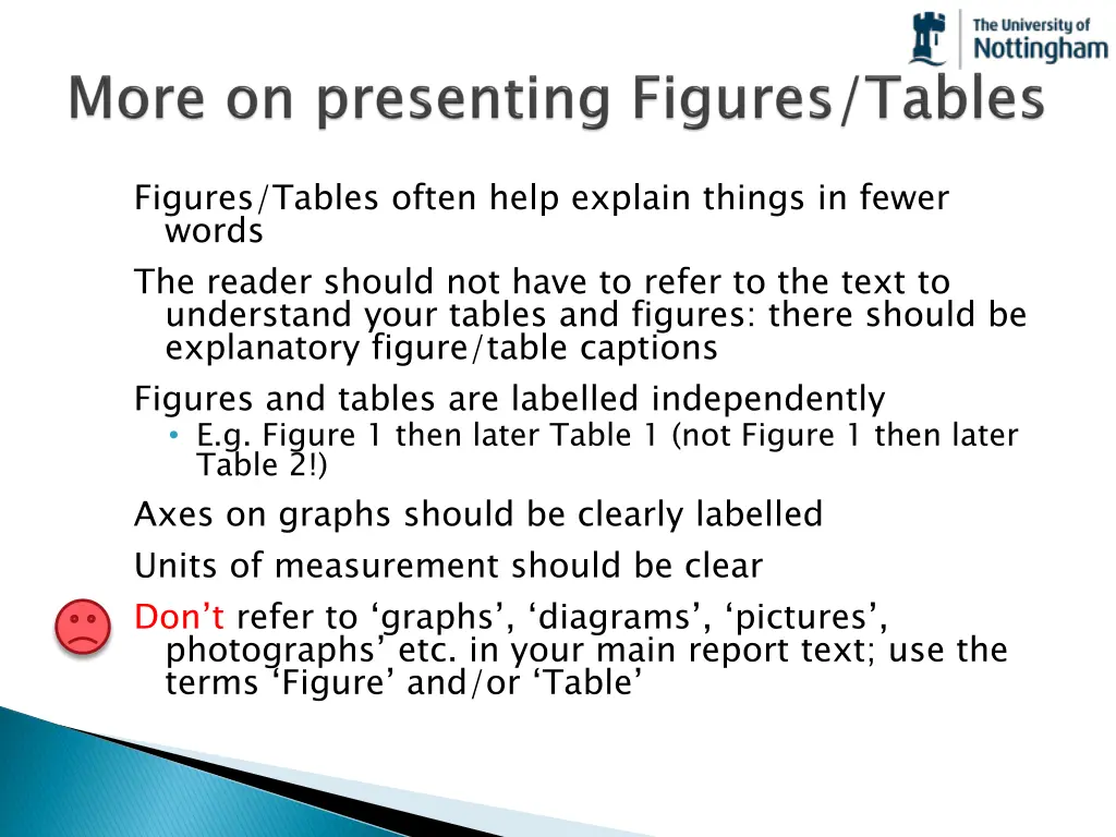 figures tables often help explain things in fewer