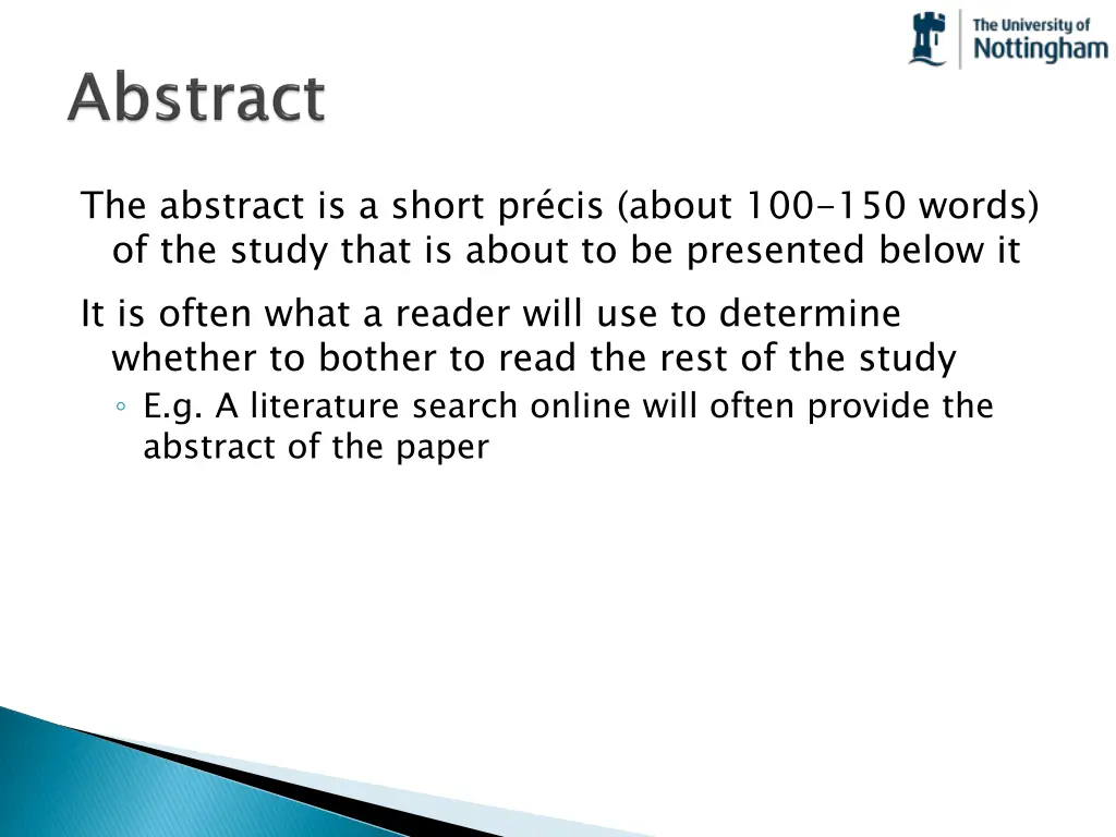 the abstract is a short pr cis about