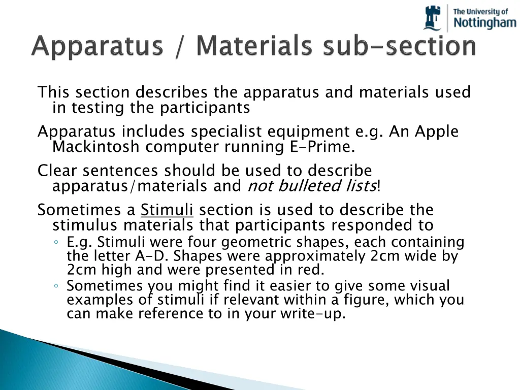 this section describes the apparatus