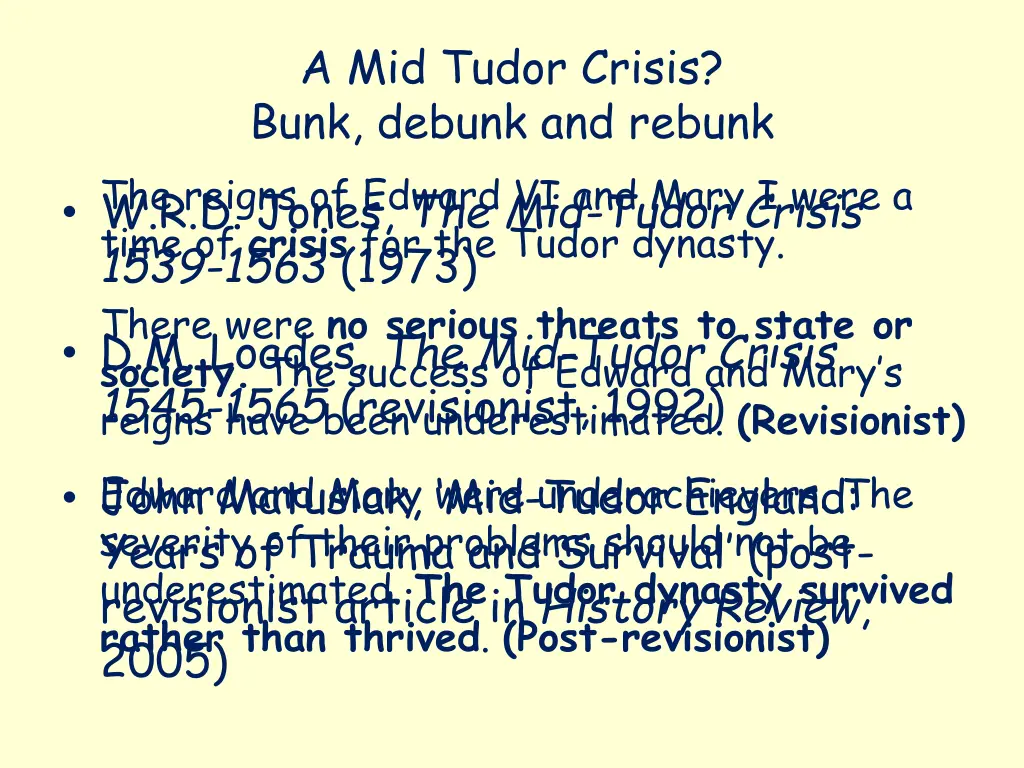 a mid tudor crisis bunk debunk and rebunk