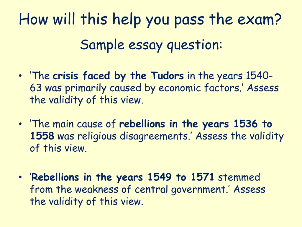 how will this help you pass the exam sample essay