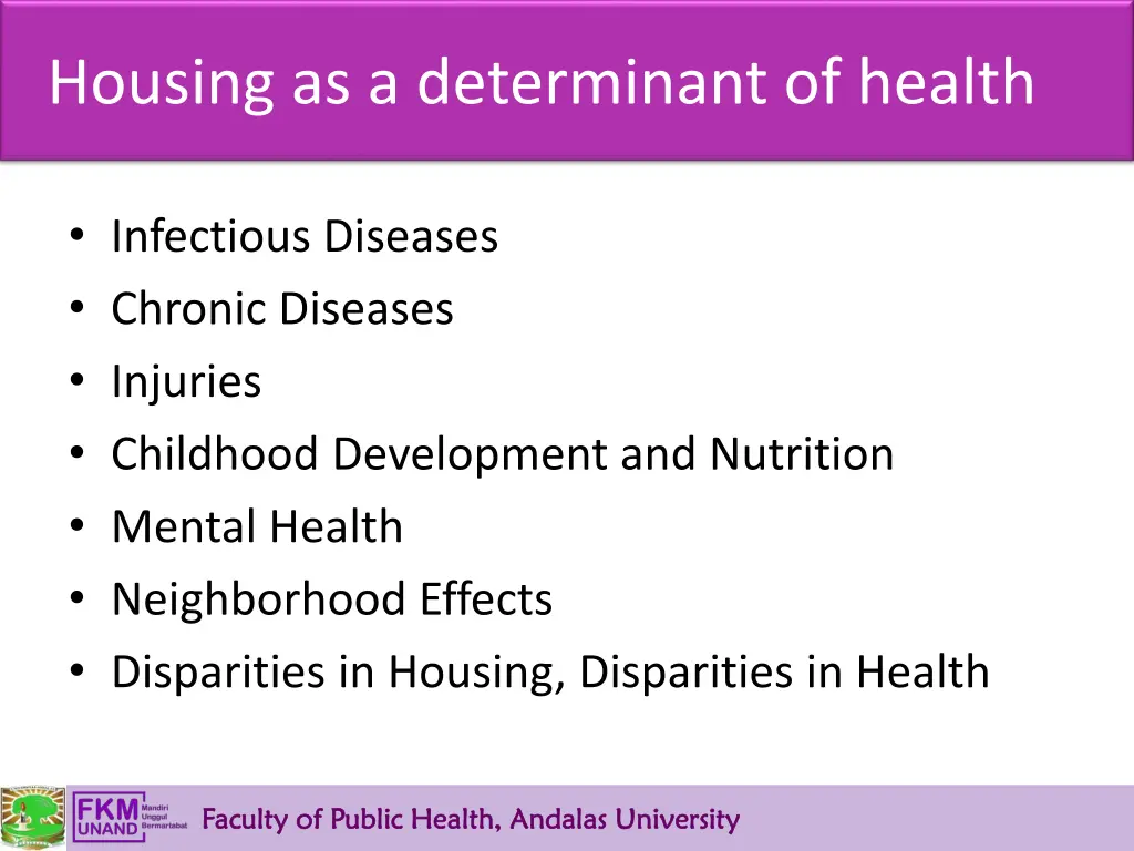 housing as a determinant of health