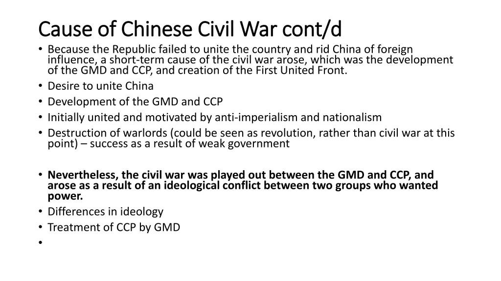 cause of chinese civil war cause of chinese civil 1