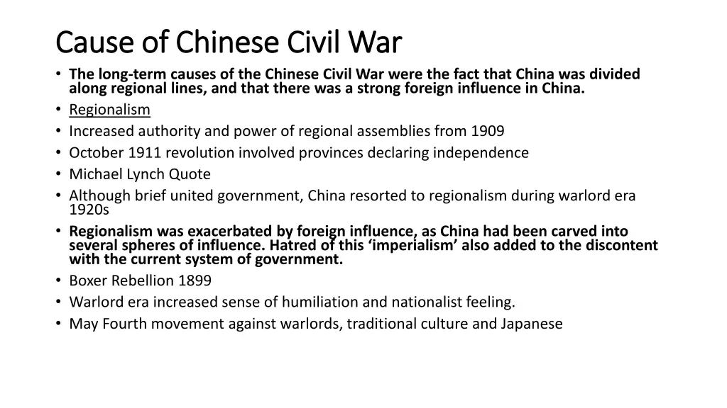 cause of chinese civil war cause of chinese civil