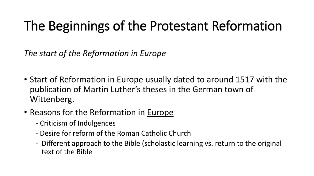 the beginnings of the protestant reformation