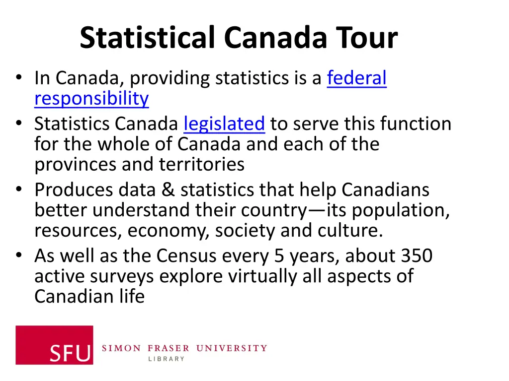 statistical canada tour in canada providing