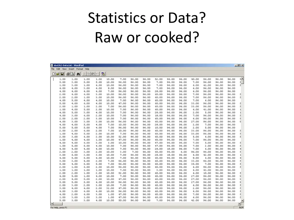 statistics or data raw or cooked