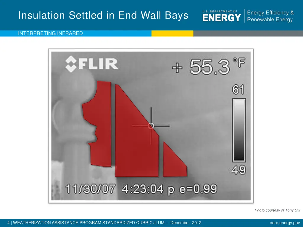 insulation settled in end wall bays