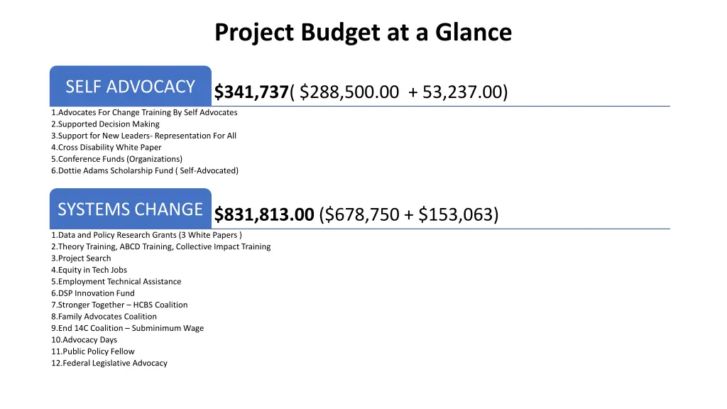 project budget at a glance 1