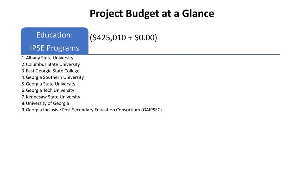 project budget at a glance 2