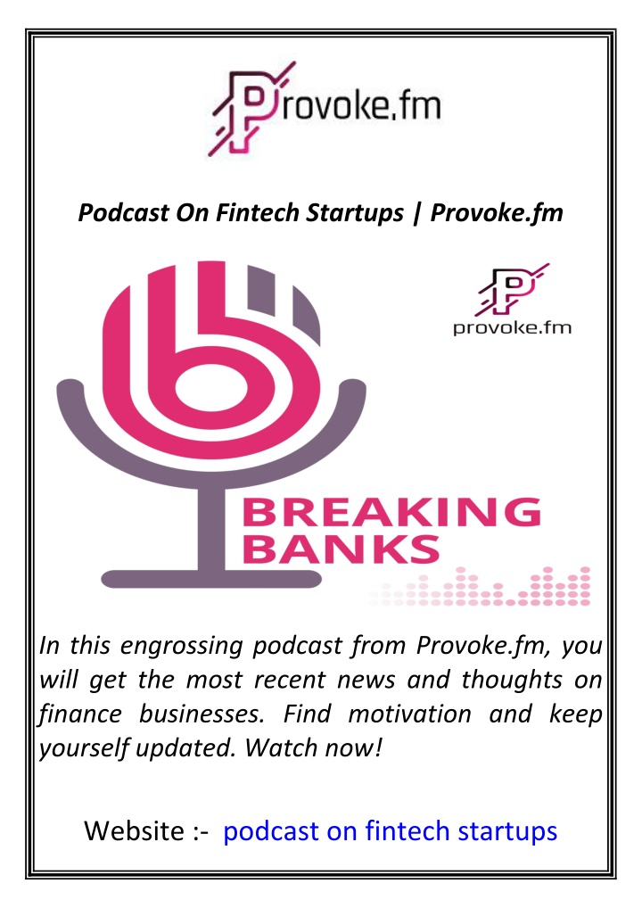 podcast on fintech startups provoke fm