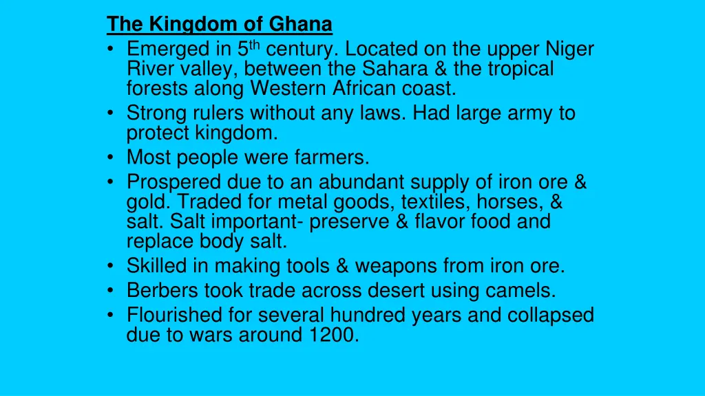 the kingdom of ghana emerged in 5 th century