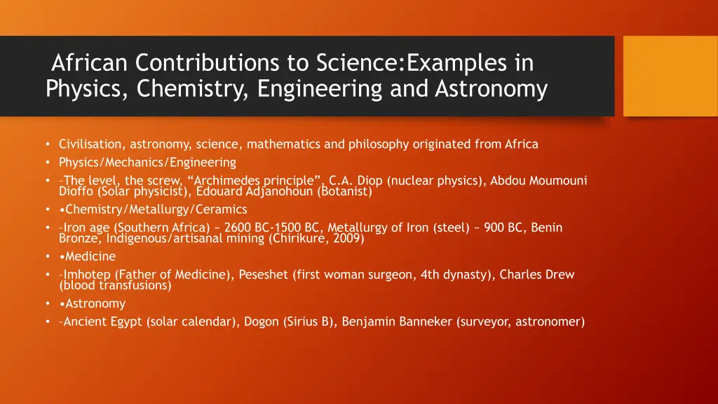 african contributions to science examples