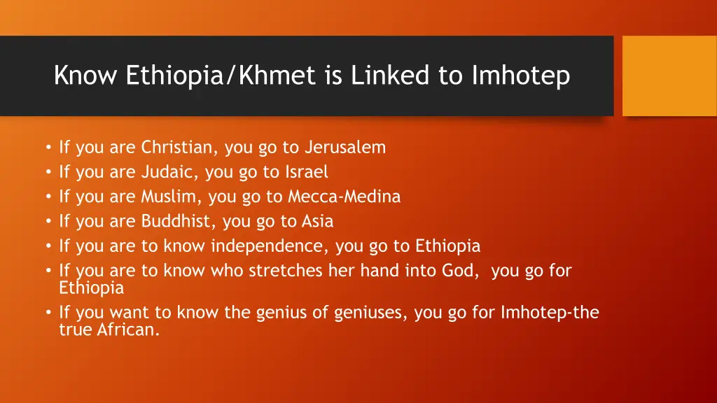 know ethiopia khmet is linked to imhotep